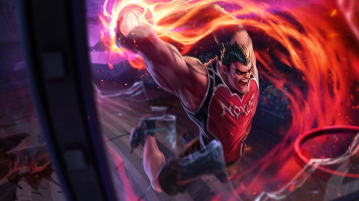 Darius from League of Legends performing a dunk
