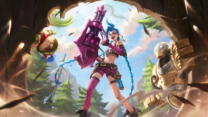 Jinx, Teemo, and Blitzcrank from League of Legends 4K