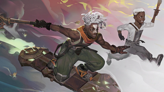 Ekko from League of Legends on a hoverboard