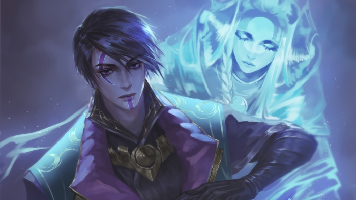 Aphelios and his spirit from League of Legends 4K