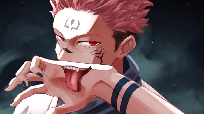Sukuna from Jujutsu Kaisen in Intense Pose