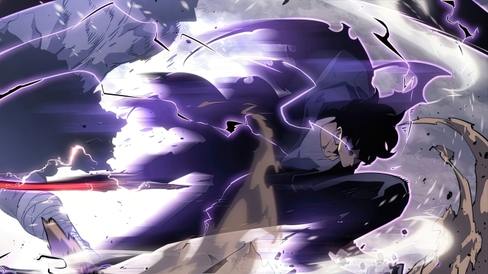Sung Jinwoo from Solo Leveling in a battle