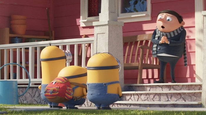 Minions from Minions: The Rise of Gru on a porch