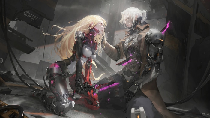 Characters from Tower of Fantasy in a futuristic setting