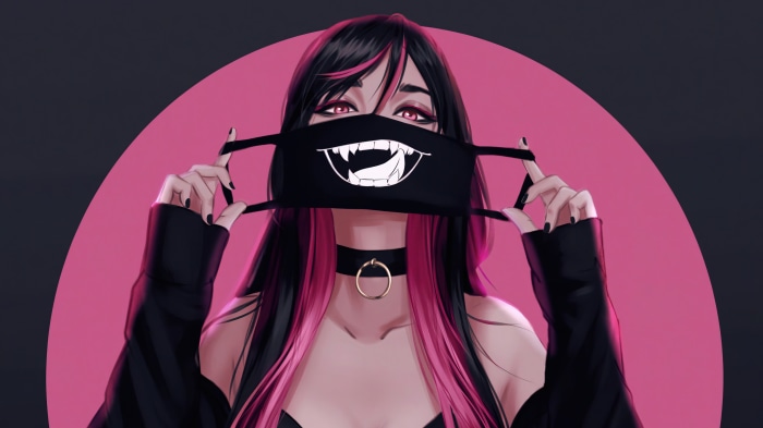 Anime Girl with Vampire Mask