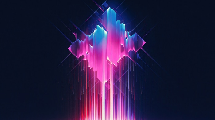 Abstract Glitch Art with Pink and Blue Colors 4K