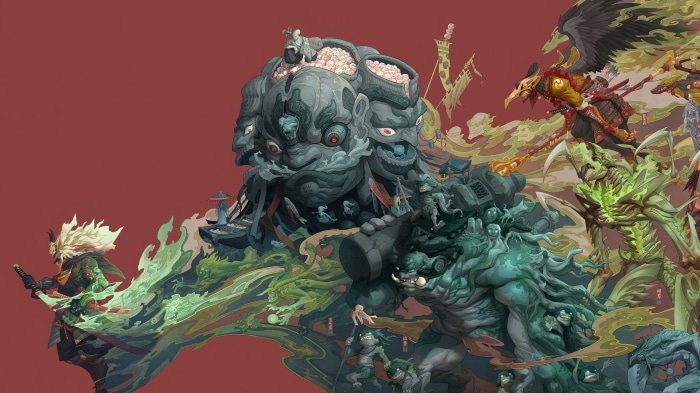 Samurai warrior fighting monsters and yokai in 4K