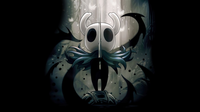 The Knight from Hollow Knight with a sword