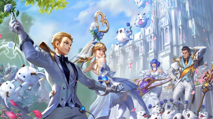 Crystal Rose Ezreal, Lux, Jarvan, and Sona from League of Legends 4K