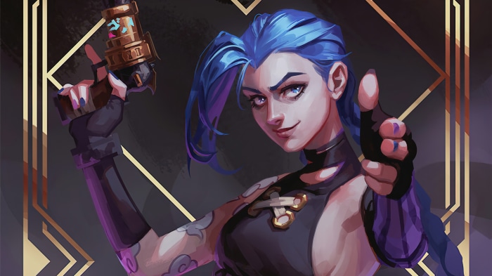 Jinx from Arcane holding a gun