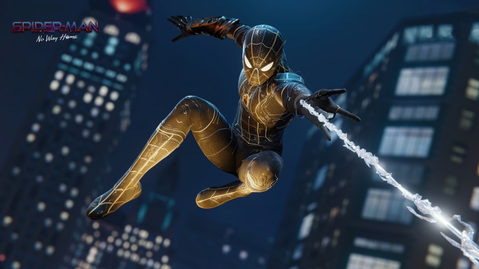 Spider-Man from Spider-Man: No Way Home in black and gold suit