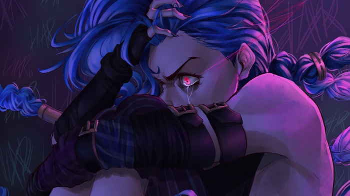 Jinx from Arcane crying