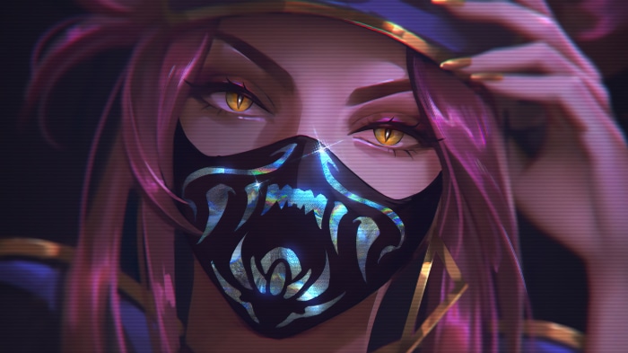 Akali from League of Legends wearing a mask