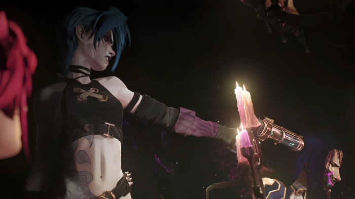 Jinx from Arcane with candles
