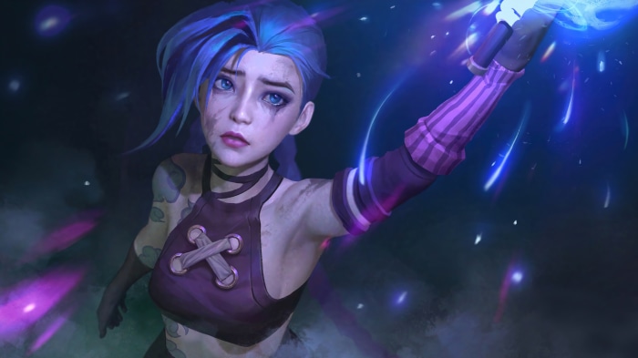 Jinx from Arcane casting magic 4K