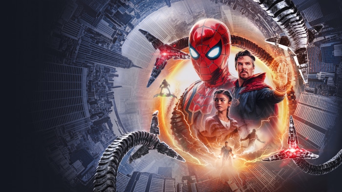 Spider-Man, Doctor Strange, MJ, and Doc Ock from Spider-Man: No Way Home 4K