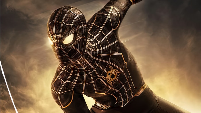 Spider-Man in Black and Gold Suit from No Way Home 4K