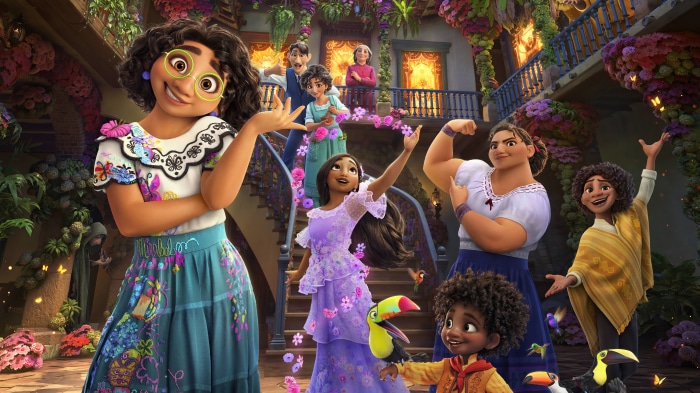 Encanto Characters in a Colorful Courtyard 4K