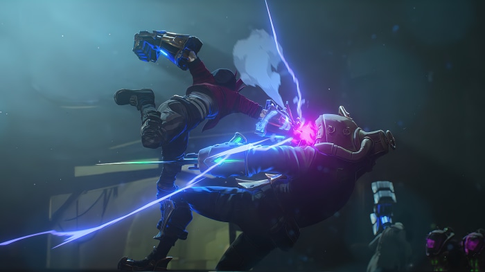 Vi from Arcane fighting with a character in 4K