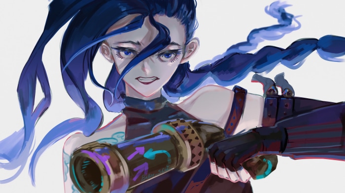Jinx from Arcane holding a weapon