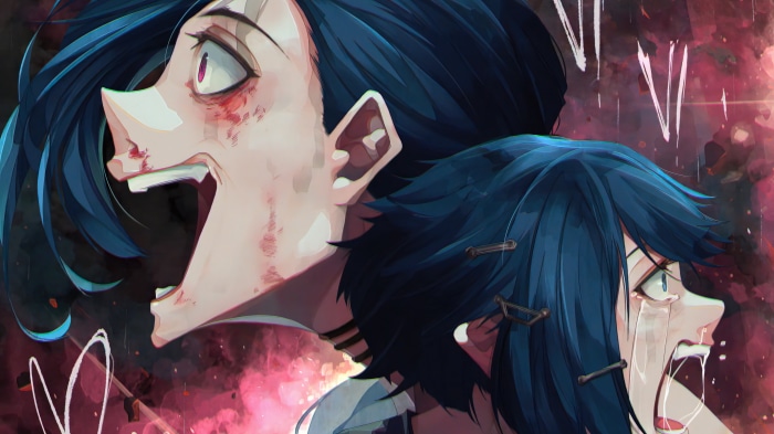 Jinx from Arcane screaming and crying