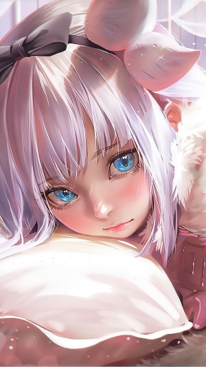 Anime girl with white hair and blue eyes