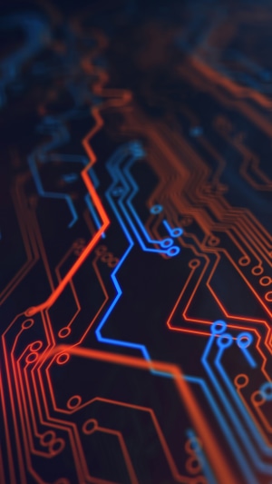 Abstract circuit board with glowing lines