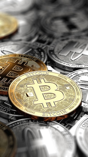 Gold and silver Bitcoin cryptocurrency coins