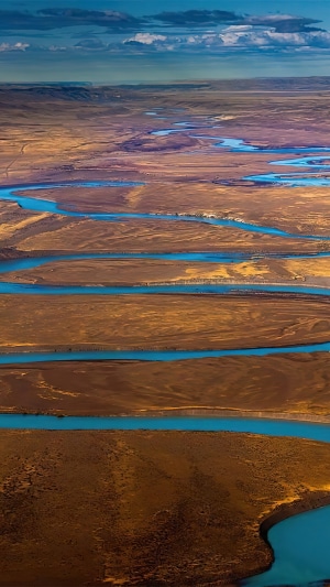 Aerial view of a winding river in Argentina