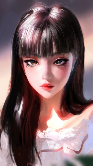 Beautiful Anime Girl Digital Art Portrait