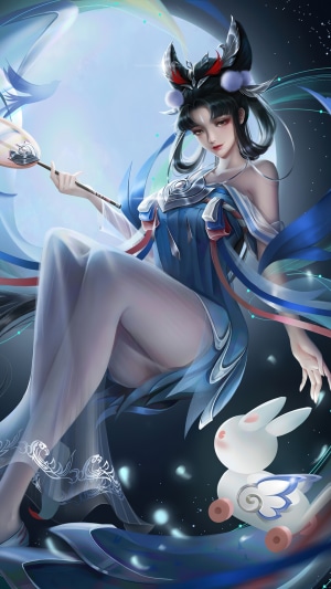 A beautiful fantasy girl with a rabbit