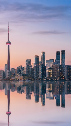 Toronto Skyline and CN Tower at Sunset