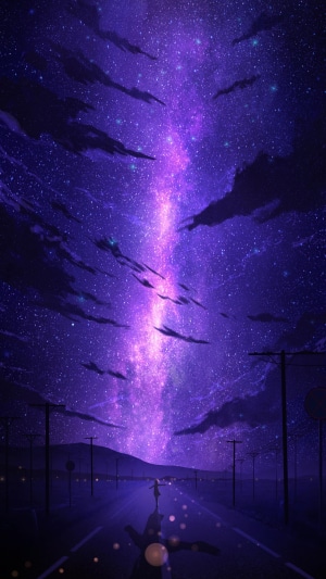 Anime Scenery of a Starry Night Sky