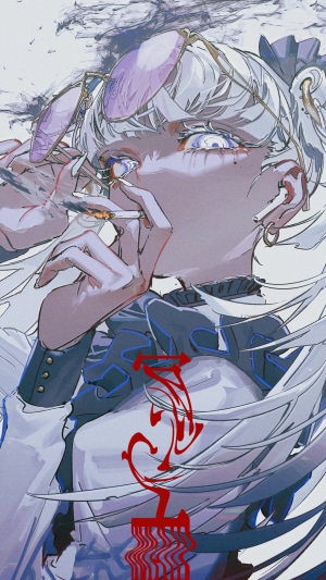 Anime girl smoking with sunglasses