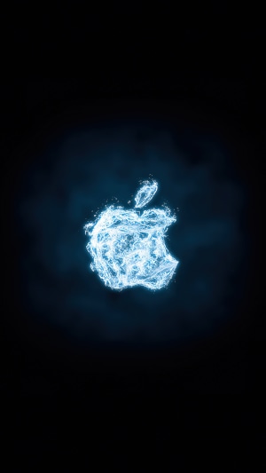 Apple logo made of blue water