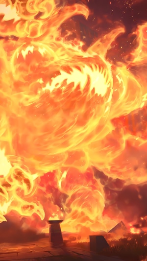A fiery creature erupts from the ground in Legends of Runeterra