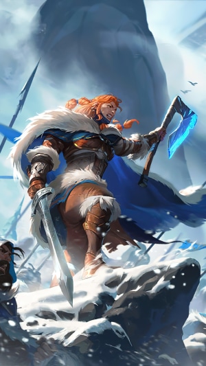 Freljord warrior with sword and axe in Legends of Runeterra