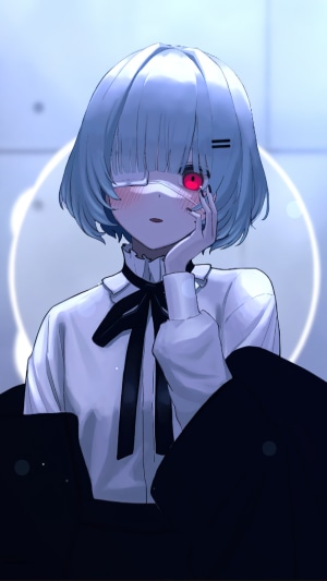 Anime girl with eyepatch and red eye