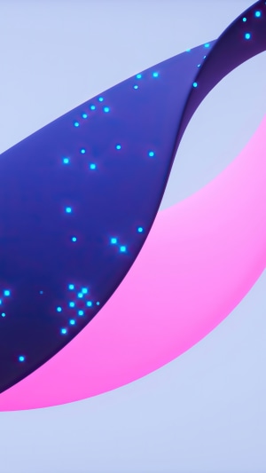 Abstract digital art with blue and pink ribbons