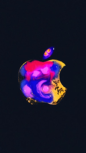Colorful Apple Logo on Black Background
