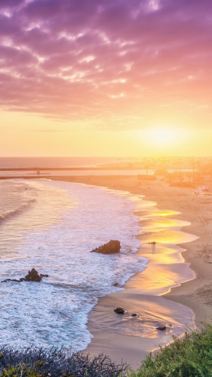 Sunset over Corona Del Mar Beach, California