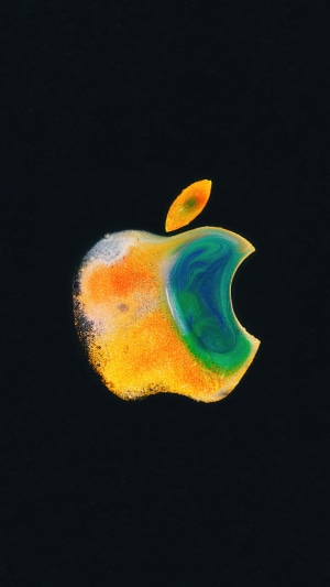 Apple logo with colorful paint splatter