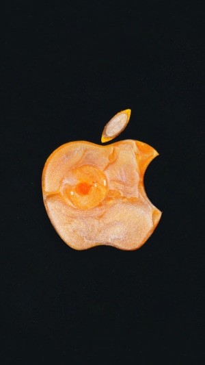 Apple logo made of dried fruit on black background