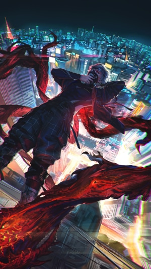 Ken Kaneki with Kagune over Tokyo