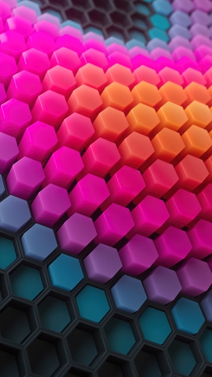 Colorful 3D Hexagonal Pattern Digital Art