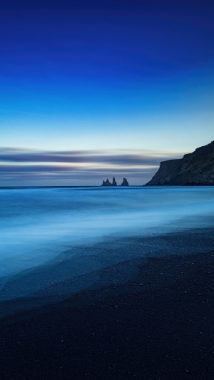 Black Sand Beach with Sea Stacks in Iceland