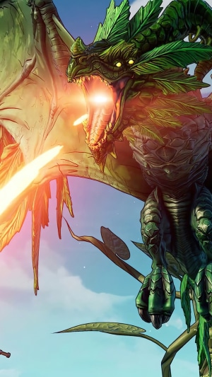 Dragon breathing fire in Tiny Tina's Wonderlands