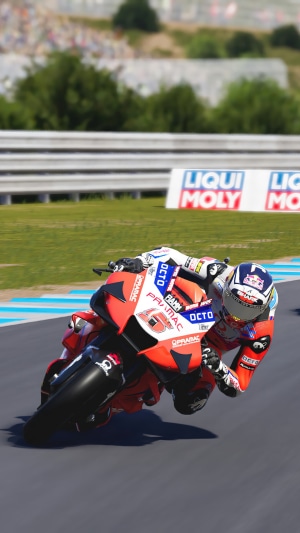 Motorcycle racer in MotoGP 22 video game