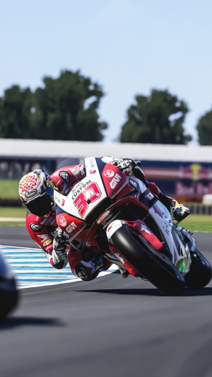 Motorcycle racer in MotoGP 22 video game