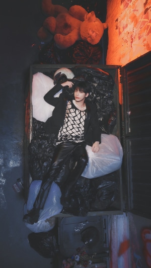 Taehyun from TXT in a dumpster